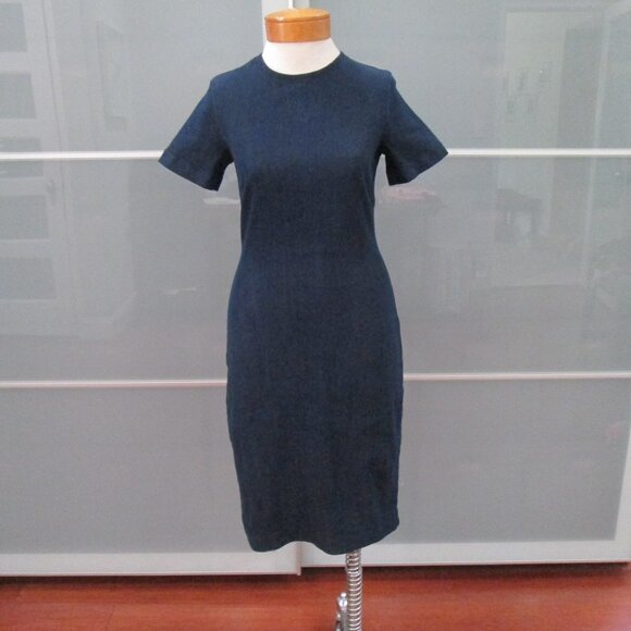 Prairie Underground Short Sleeve Denim Midi Wiggle Pencil Dress - Picture 1 of 6